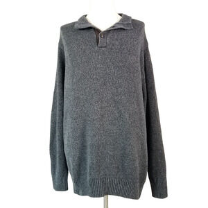 Chaps Ralph Lauren sweater henley men's 3XLT XXXL gray cotton heavyweight preppy